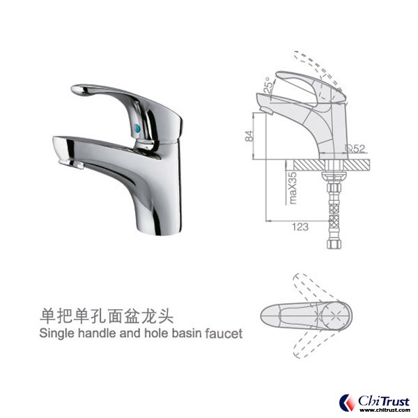 Single handle and hole basin faucet CT-FS-12108